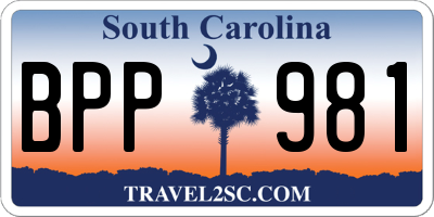 SC license plate BPP981