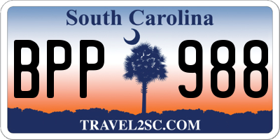 SC license plate BPP988