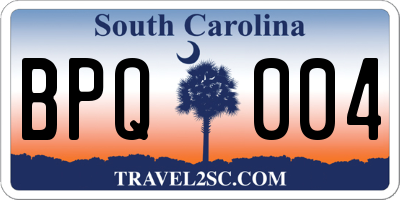 SC license plate BPQ004