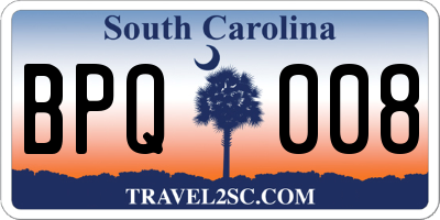SC license plate BPQ008