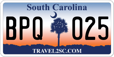 SC license plate BPQ025