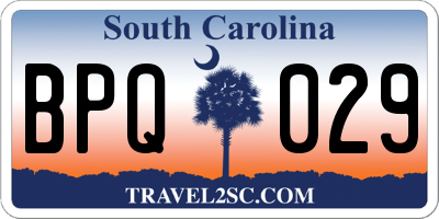 SC license plate BPQ029