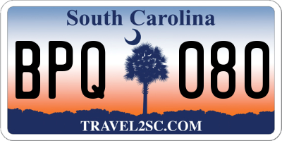 SC license plate BPQ080