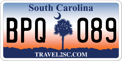 SC license plate BPQ089