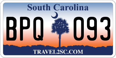 SC license plate BPQ093