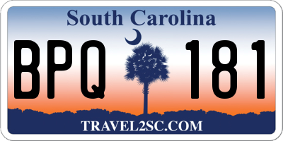 SC license plate BPQ181