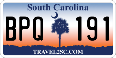 SC license plate BPQ191