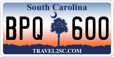 SC license plate BPQ600