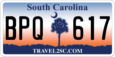 SC license plate BPQ617