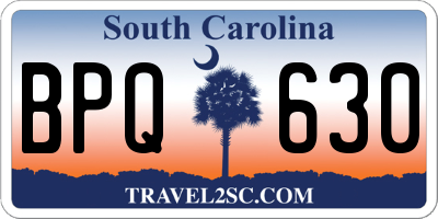 SC license plate BPQ630