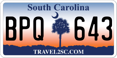 SC license plate BPQ643