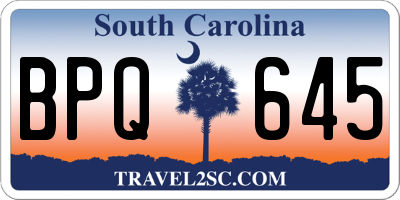 SC license plate BPQ645