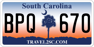SC license plate BPQ670