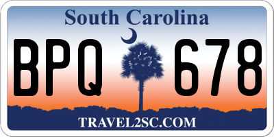 SC license plate BPQ678