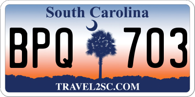 SC license plate BPQ703