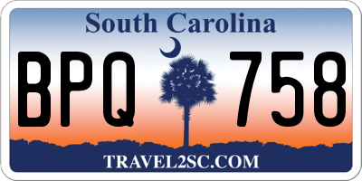 SC license plate BPQ758