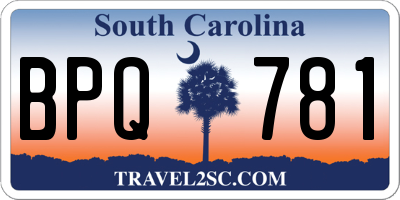 SC license plate BPQ781
