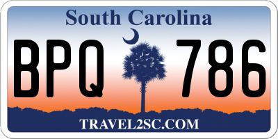 SC license plate BPQ786