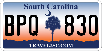 SC license plate BPQ830