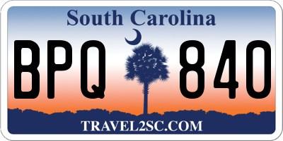 SC license plate BPQ840