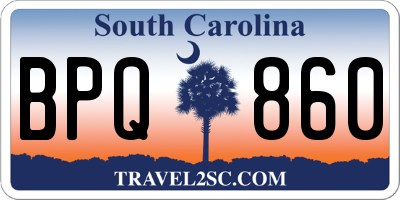 SC license plate BPQ860