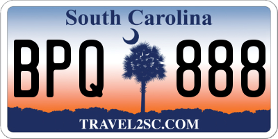 SC license plate BPQ888