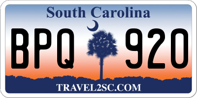 SC license plate BPQ920