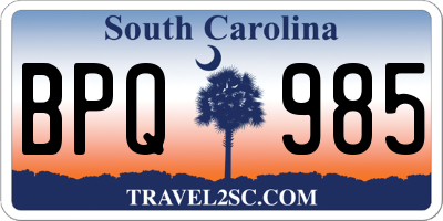 SC license plate BPQ985