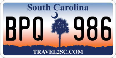 SC license plate BPQ986