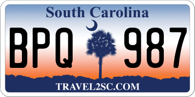 SC license plate BPQ987