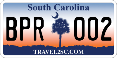 SC license plate BPR002