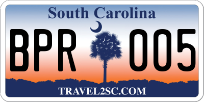 SC license plate BPR005