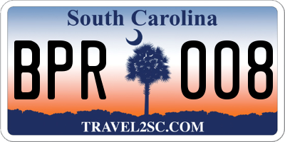SC license plate BPR008