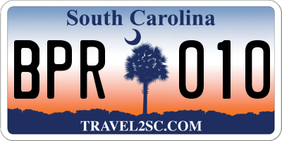 SC license plate BPR010