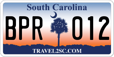 SC license plate BPR012