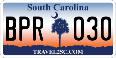 SC license plate BPR030