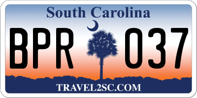 SC license plate BPR037