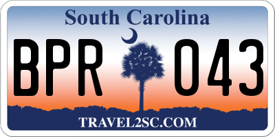 SC license plate BPR043