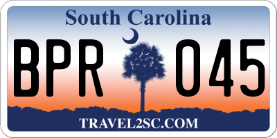 SC license plate BPR045