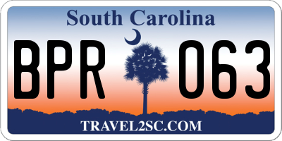 SC license plate BPR063