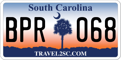 SC license plate BPR068
