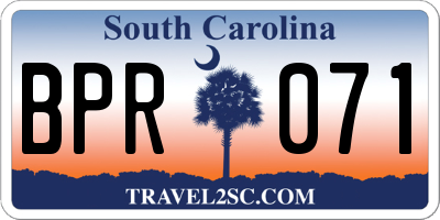 SC license plate BPR071