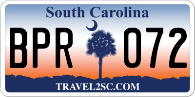 SC license plate BPR072