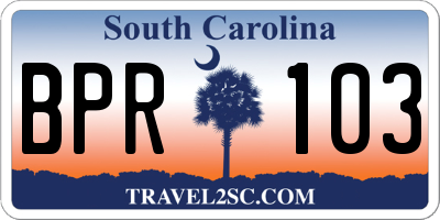 SC license plate BPR103