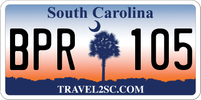 SC license plate BPR105