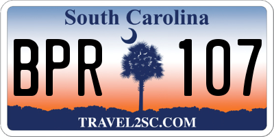 SC license plate BPR107