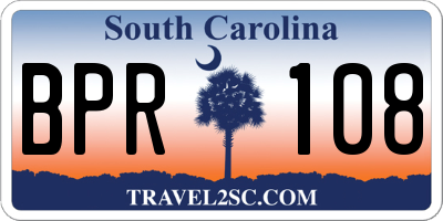 SC license plate BPR108