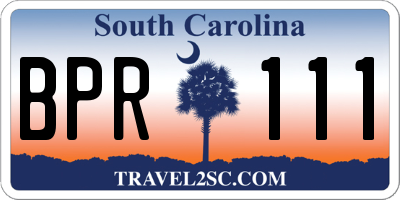 SC license plate BPR111