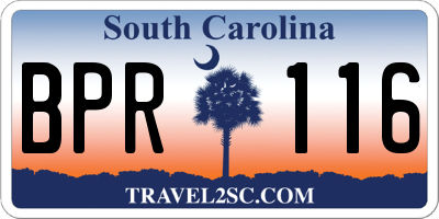 SC license plate BPR116