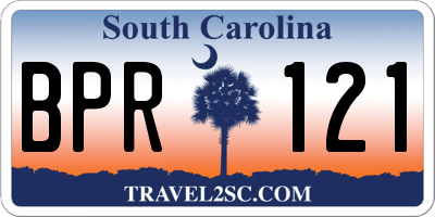 SC license plate BPR121